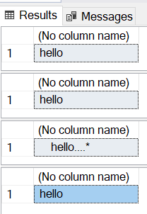 TRIM() function results